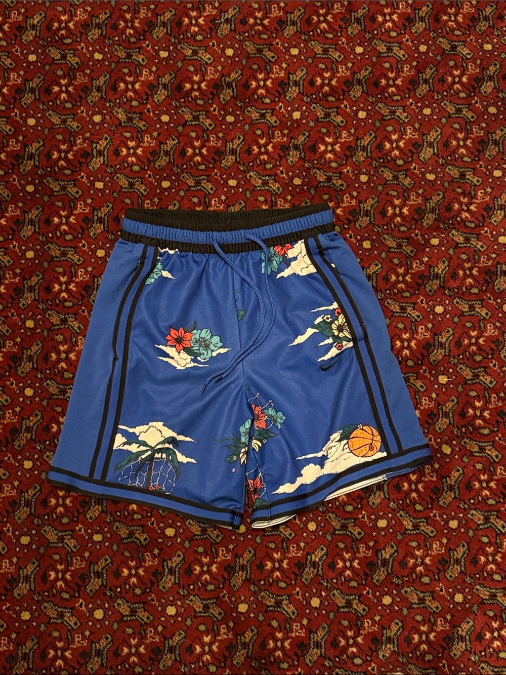 Nike Blue Floral Graphic Athletic Shorts